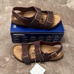 New mens size 10 back-strap leather sandals by Birkenstock.